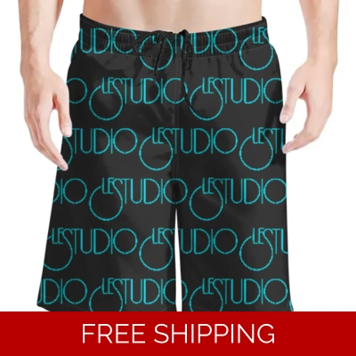 Le Studio Aqua Multi Logo Custom 3D Men's Beach Shorts